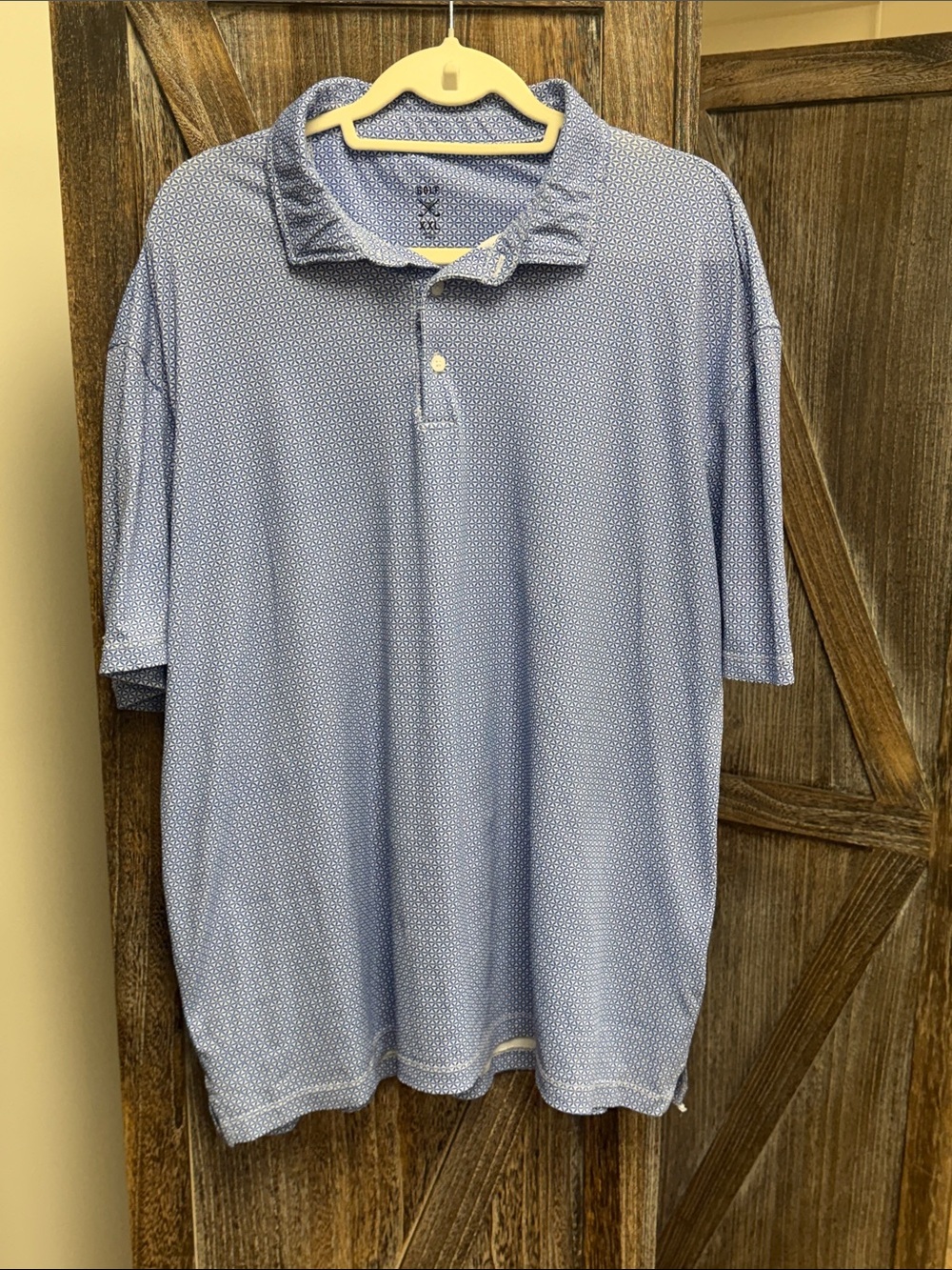 Men's Blue Micro-Pattern Short-Sleeve Polo Shirt